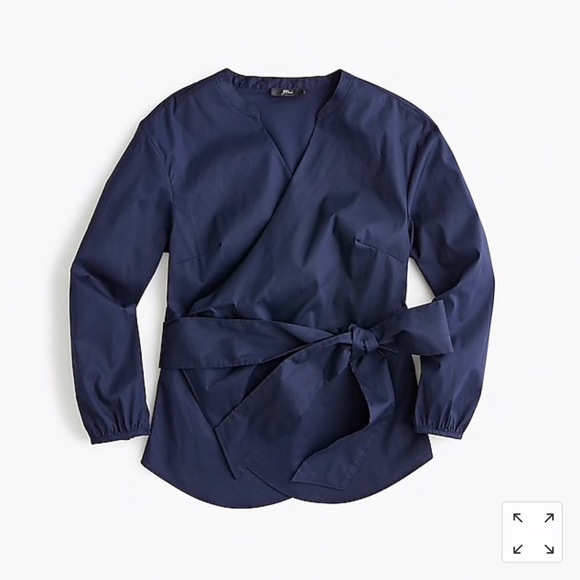 Haut J.Crew à Col Montant Rayé - Poplin De Coton Saphir - Taille 00P - Neuf Avec étiquettes